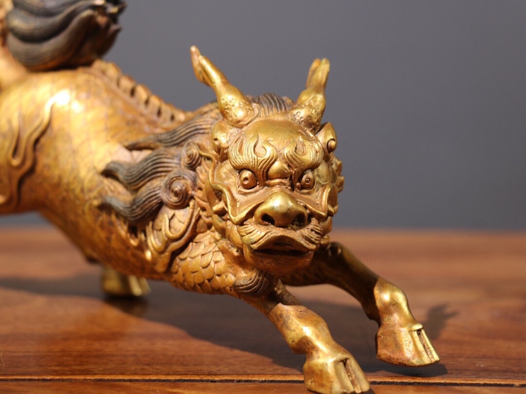 Exquisite Beast Collect Exquisite and Unique Brass Gilt Auspicious Beast Statue ...