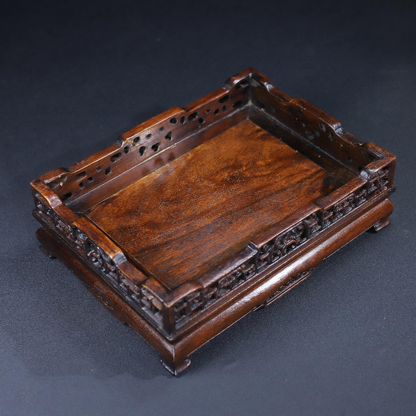 Collect Pure Hand Carved Natural Rosewood Base/tray/flower Rack