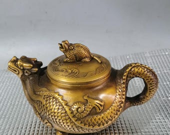 中国アンティークコレクション 富亀銅ケトル、ホームデコレーション 