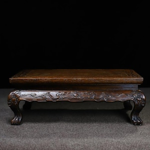 Chinesische antike Hand geschnitzt exquisite natürliche Palisander Tier Bein Muster Tee Tisch Tee Basis Ornament