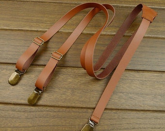 Leather Suspenders 2.0cm width Wedding Suspender Groomsmen Gifts Groomsmen Suspenders Casual Suspenders Gift For Him Rustic suspenders