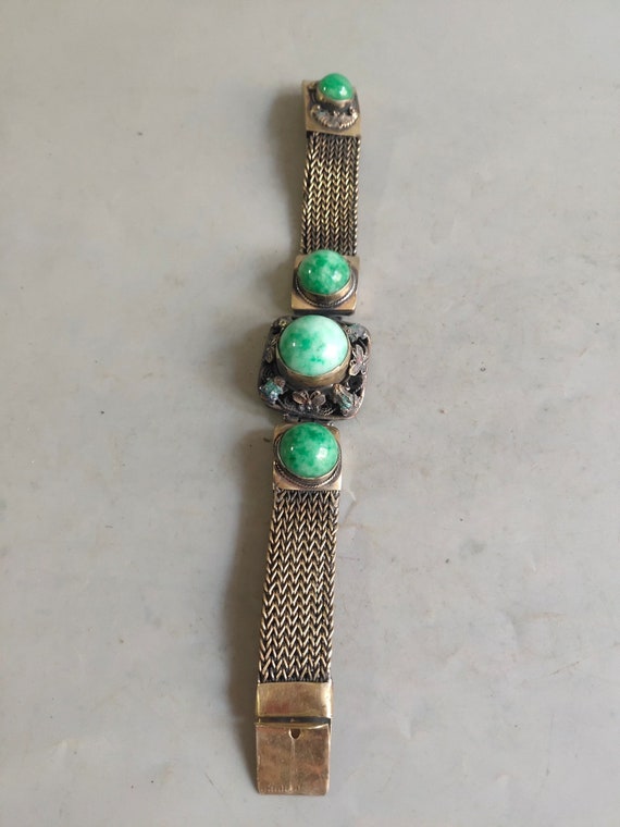Collected pure hand carved pure copper inlaid gems bracelet ornaments fine workmanship