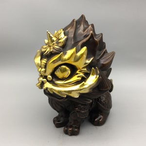 Chinese antique handcarved pure copper lion statue ornaments,exquisite and unique,worth collecting