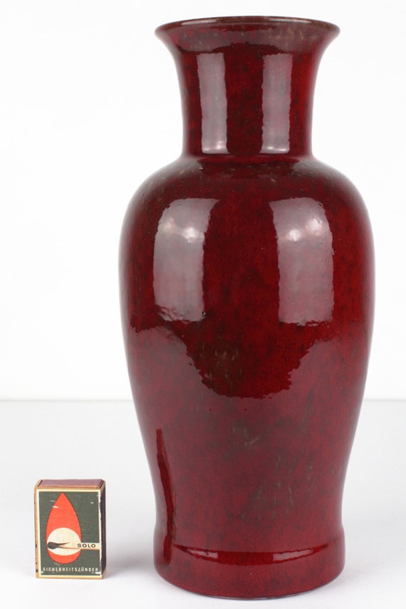 R. Uhlemeyer große Studiokeramik Vase, dunkelrot glasiert, hohe Qualität, westdeutsche Keramik, Mid Century modern, 40er-50er Jahre