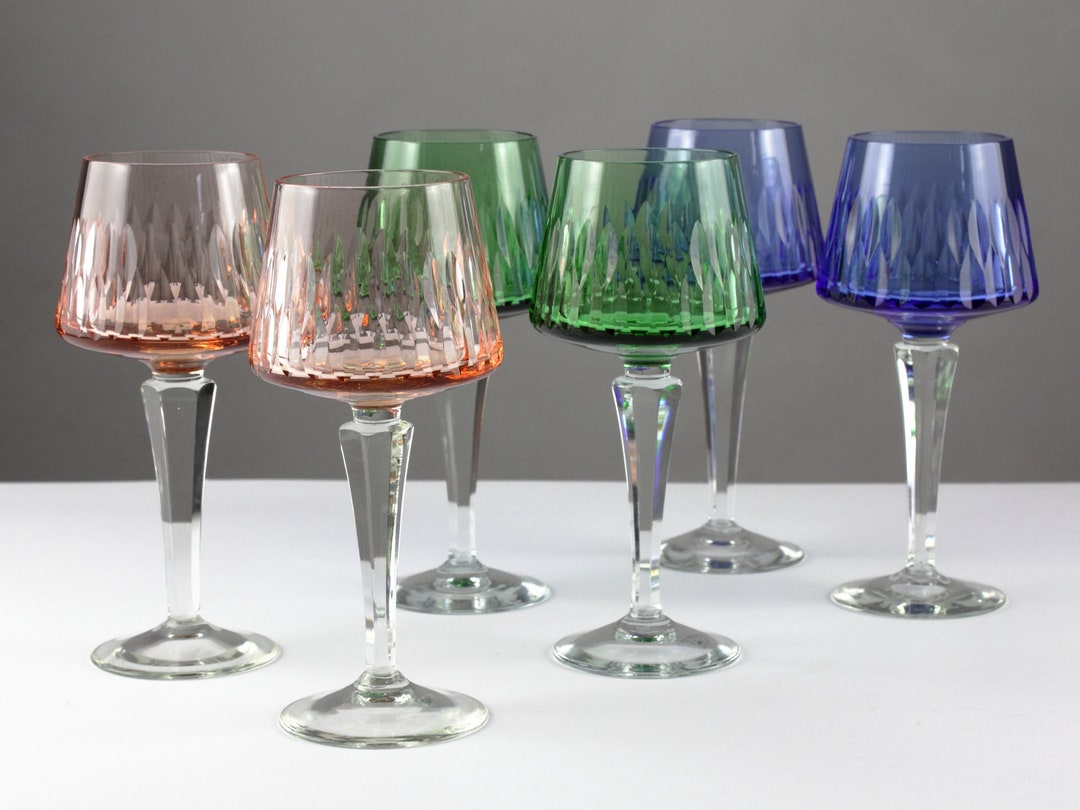 Set of 6 Colored Wine Glasses German Roemer Wine Goblets Etsy