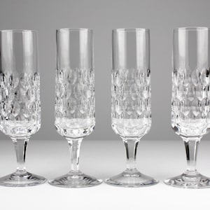 Set of 4 Peill champagne glasses &quot;Granada&quot;, hand cut, german longchamp glasses, Mid Century, 50s-60s