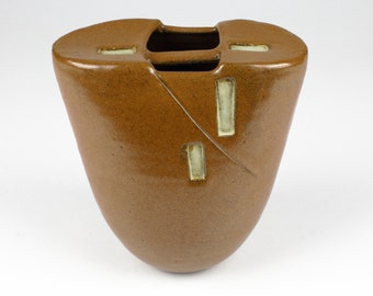 Outstanding studio ceramic vase, brown studio pottery, West German pottery, Mid Century, 70s-80s vintage studio pottery
