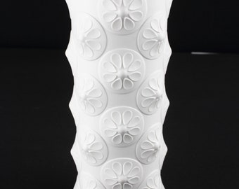 シャーツァーの白い素焼きの磁器の花瓶、円筒形、ヴィンテージ 60 年代