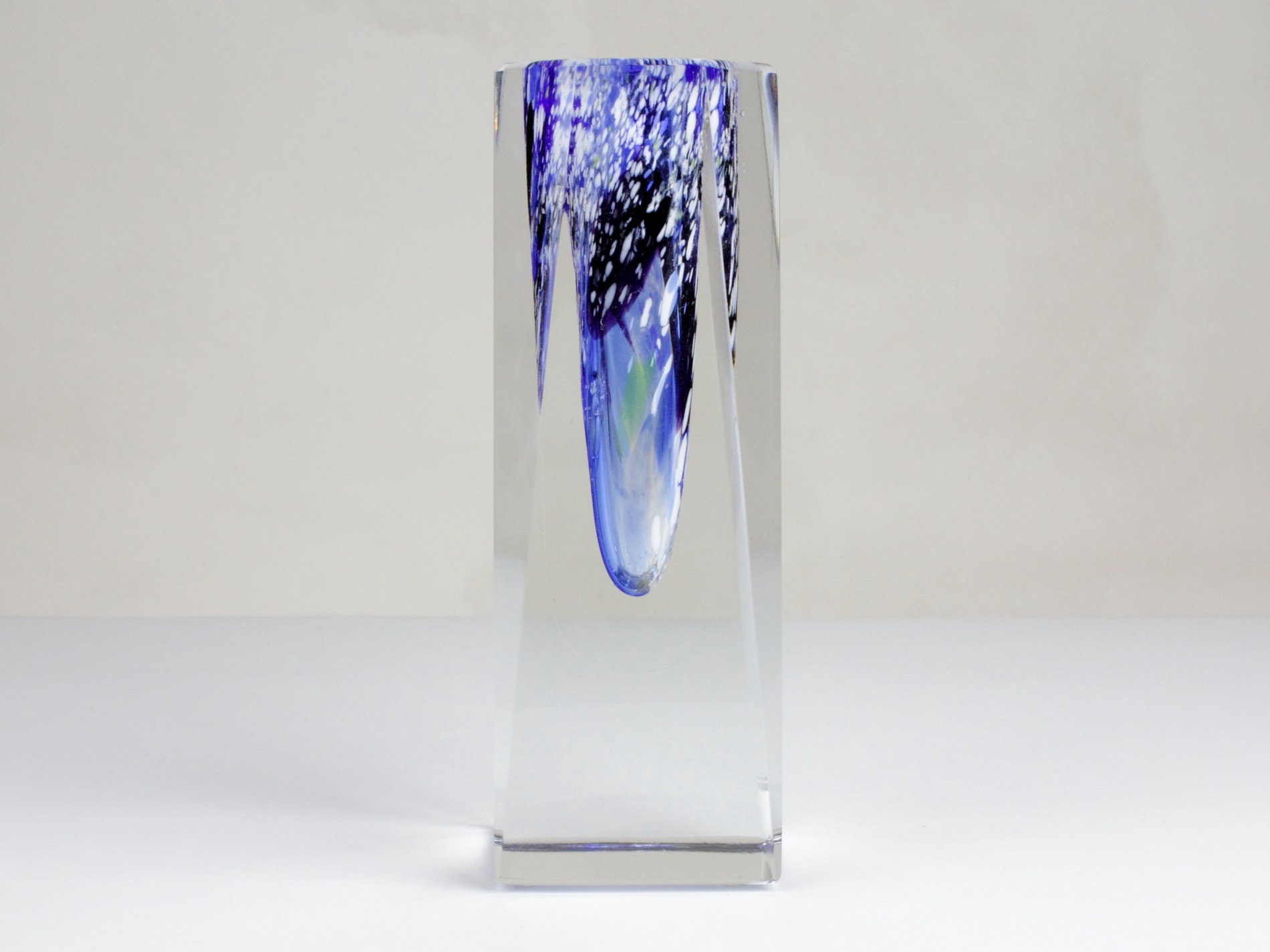 Pavel Hlava Exbor Glass Vase, Sommerso Czech Art Glass, 70s