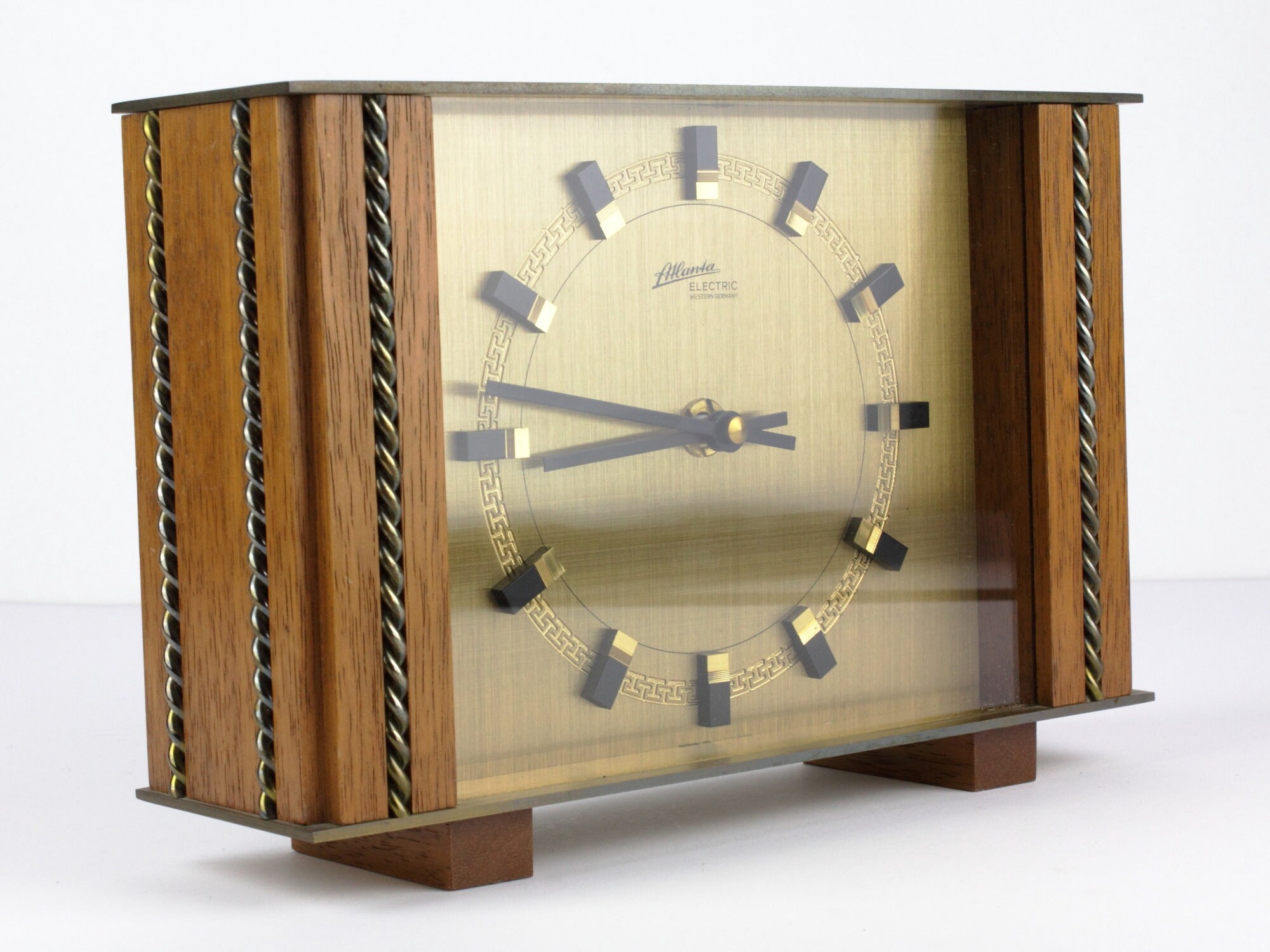 50s Atlanta electric table clock mcm brass clock west Etsy