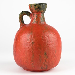 Ruscha 333 Vulkano, red ceramic vase, West German Pottery, Mid Century, 60s70s vintage