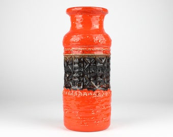 Tall Jasba ceramic vase, 70s orange ceramic vase, West German Pottery, mid century 70s - vintage pottery