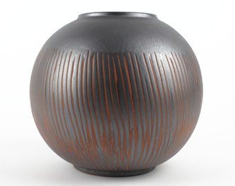 Carastens globular ceramic vase, brown vintage ceramic vase, West German Pottery, mid century