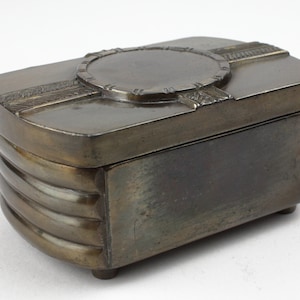 Antique brass box, jewelry storage, patinated brass can with lid, Germany 1900 antique brass box