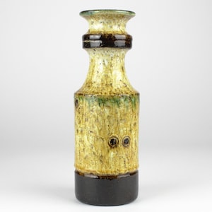 Tall matt beige ceramic vase, West German Pottery, Mid Century, 60s-70s WGP brown ceramic vase