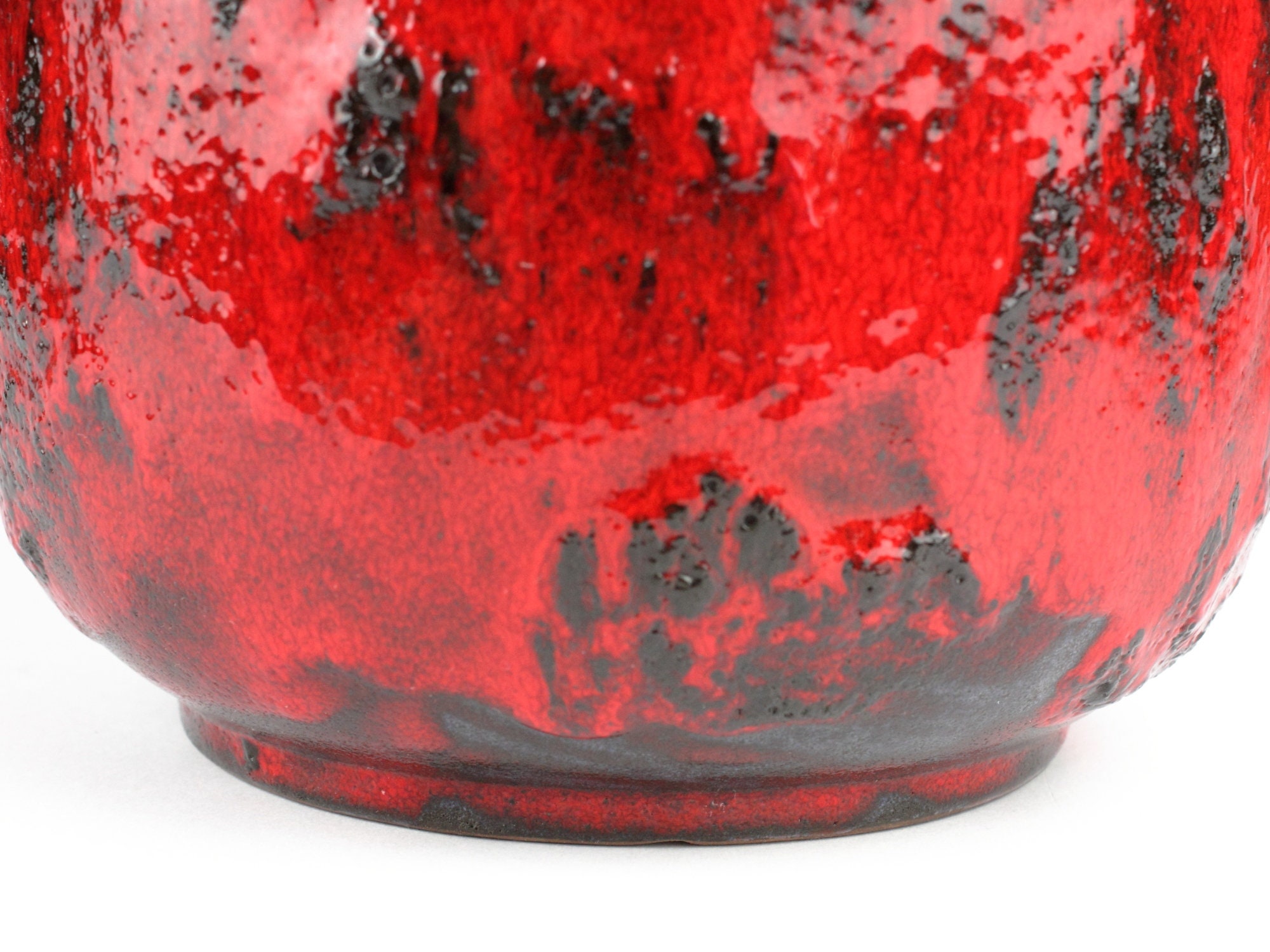 Graflich Ortenburg Fat Lava Fatlava 西ドイツ Gräflich Ortenburg Red Fat Lava Ceramic Vase, Mid Century - 70s