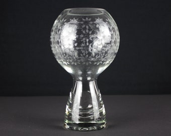 Harzkristall clear and cut glass vase, vintage glass vase, east Germany, 60s -70s