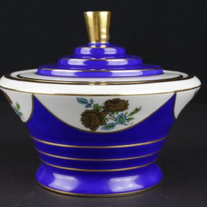 Art deco porcelain box by Heinrich Baench, Lettin, Germany 20s-30s, antique porcelain box