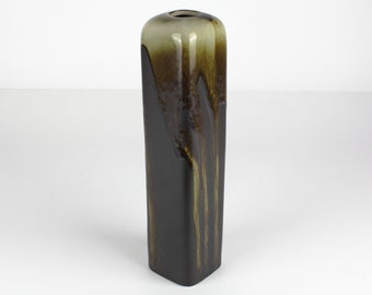 Ditmar Urbach, vintage ceramic vase, Cezch Pottery, mid centruy 70s, brown ceramic vase green drippings