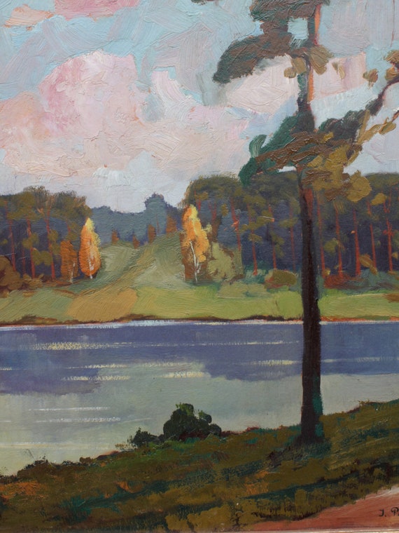 Signed Oil Painting by J. Petersen, Germany Early Mid Century