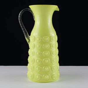 Tall yellow glass vase by Opalina Fiorentina, Italy, Italian glass vase, mid century, 70s