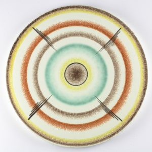 Assiette à gâteau « Spritzdekor » art déco assiette à gâteau en céramique avec décor abstrait - Porcelaine allemande des années 30-50
