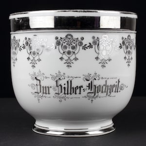 Antique ceramic planter from founding period, white ceramic plant pot, German Pottery