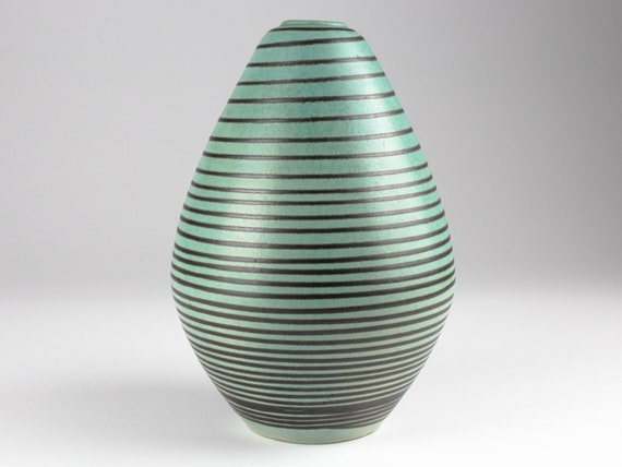 ヴィンテージ セラミック花瓶、ブルー ターコイズ セラミック花瓶