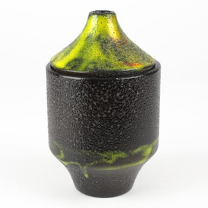 Ceramic jar with lid, black yellow ceramic box, mcm studio ceramic, West German pottery, mid century, 70s vintage