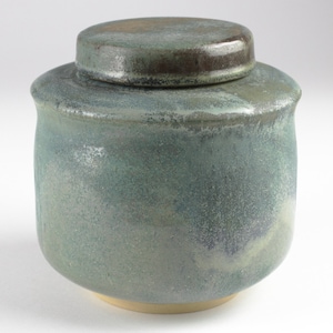 Ceramic box with lid, blue gray studio ceramic lidded box, West German Pottery, mid century 70s