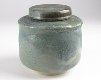 Ceramic box with lid, blue gray studio ceramic lidded box, West German Pottery, mid century 70s