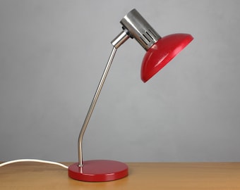 60s red table lamp by AKA Electric, vintage desk lamp, mcm table lamp, east Germany, mid century