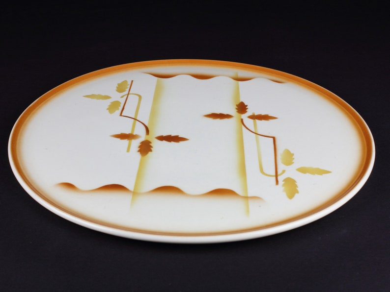 Cake plate Spritzdekor art deco ceramic cake plate with abstract decor German Porcelain from the 30s-50s image 3