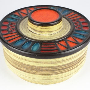 Ceramic box with lid, west German pottery, mid century, 70s vintage cookie jar