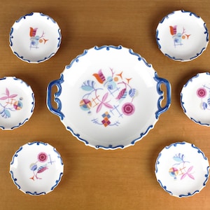 Art deco serving plates, Schoenau, Germany, antique porcelain serving plates, early mid century 1920s-30s