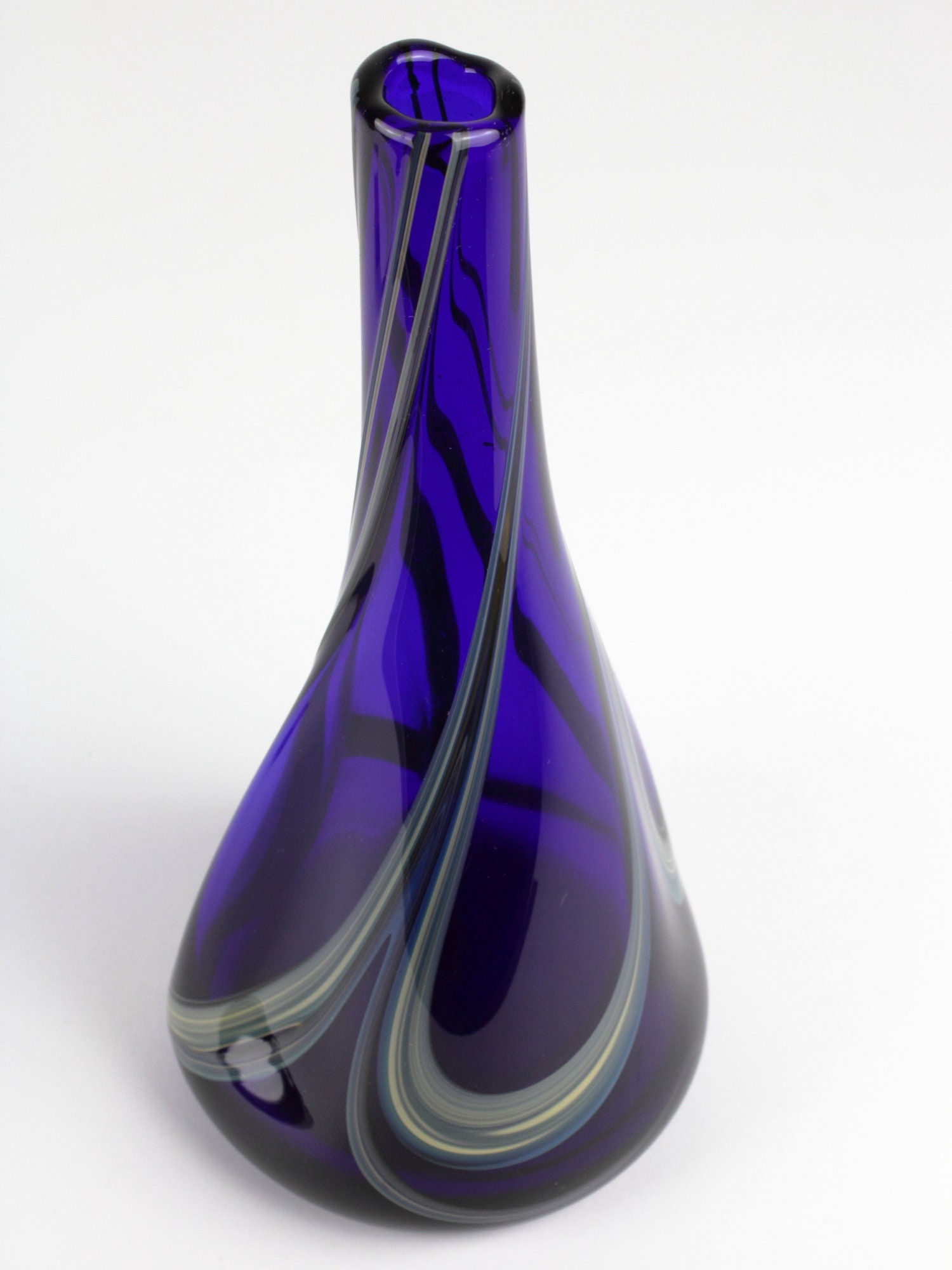 Tall Blue Vintage Glass Vase Mid Century West Germany Etsy UK