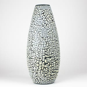 XL Studio ceramic vase by Kiessling, blue snake skin, vintage 50s-60s, East German pottery, mid century