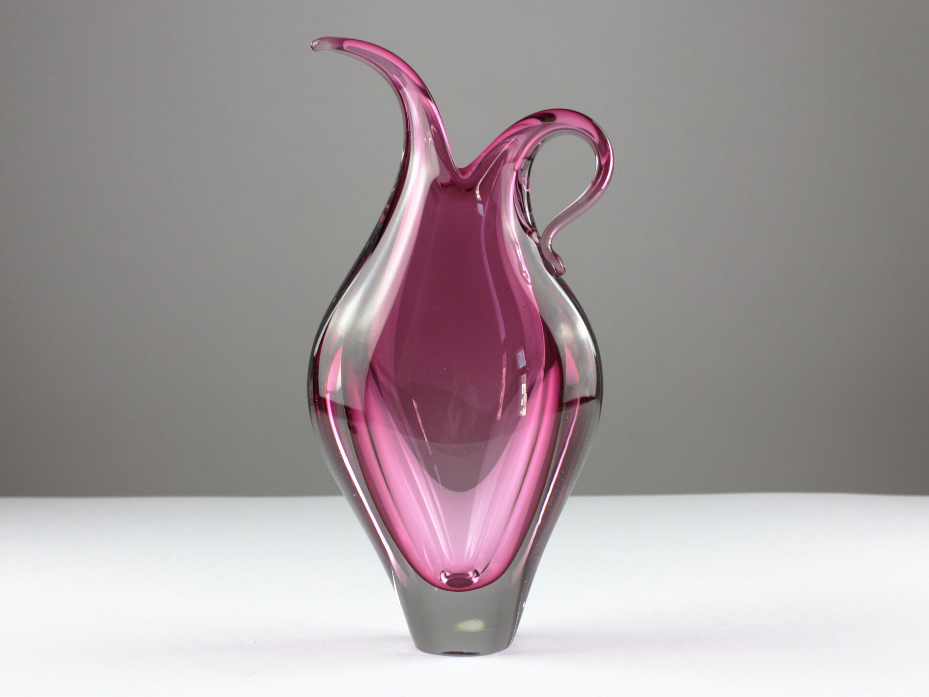 Pink cased Murano glass vase vintage pink crystal glass vase Etsy