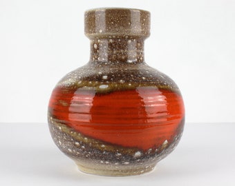 Carstens ceramic vase, orange gray brown, West German Pottery, Mid Century, 70s vintage orange brown ceramic vase