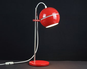VEB Wohnraumleuchten Berlin 70s red table lamp, vintage desk lamp, mcm table lamp, East Germany, mid century