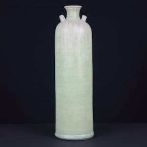 XL Paul Eydner, vintage studio ceramic vase, matt green vintage studio pottery, East German Pottery, mid century, mcm studio floor vase