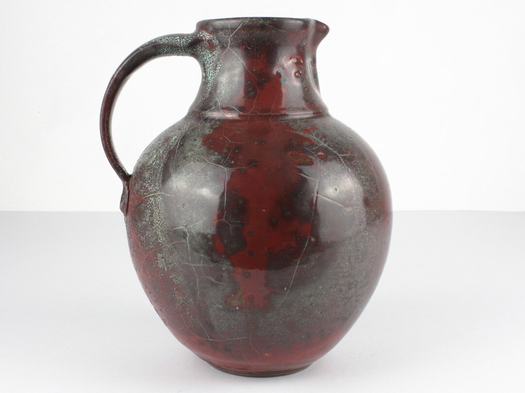 Uwe Schellbach Tall Studio Ceramic Vase Dark Red Black Etsy