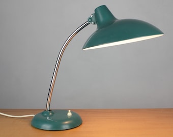 Kaiser 60s blue table lamp, vintage desk lamp, mcm table lamp, east Germany, mid century