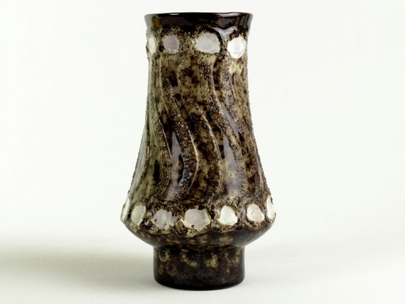 Strehla ヴィンテージ セラミック花瓶、ミッドセンチュリー Fat Lava