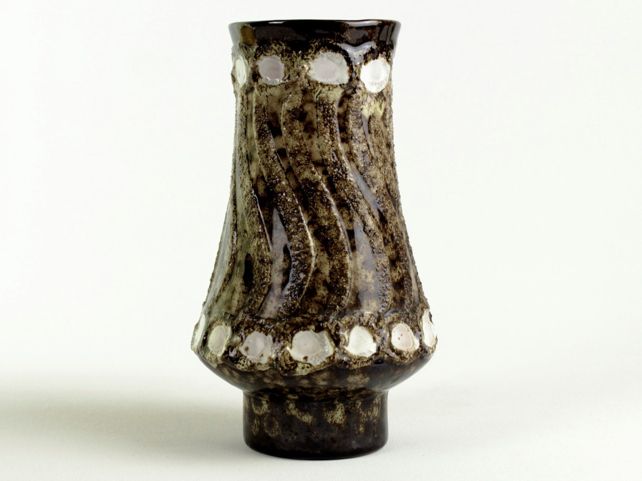 Strehla ヴィンテージ セラミック花瓶、ミッドセンチュリー Fat Lava