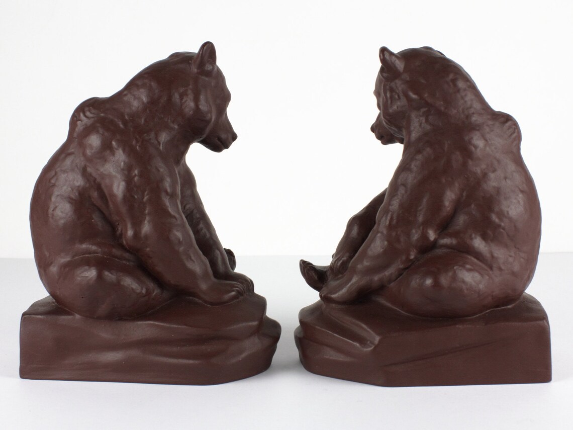 Ceramic Bear Ceramic Grizzly Bookends From Early Mid Etsy