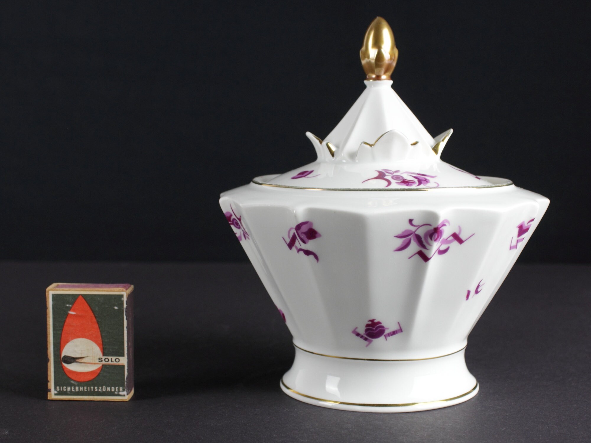 Porzellan-Fingerhüte Im Art-Deco-Stil – 3er-Set, Handgefertigt In England, Mit 18-karätigem Goldband