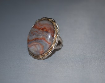 Sterling silver agate gemstone ring size 5