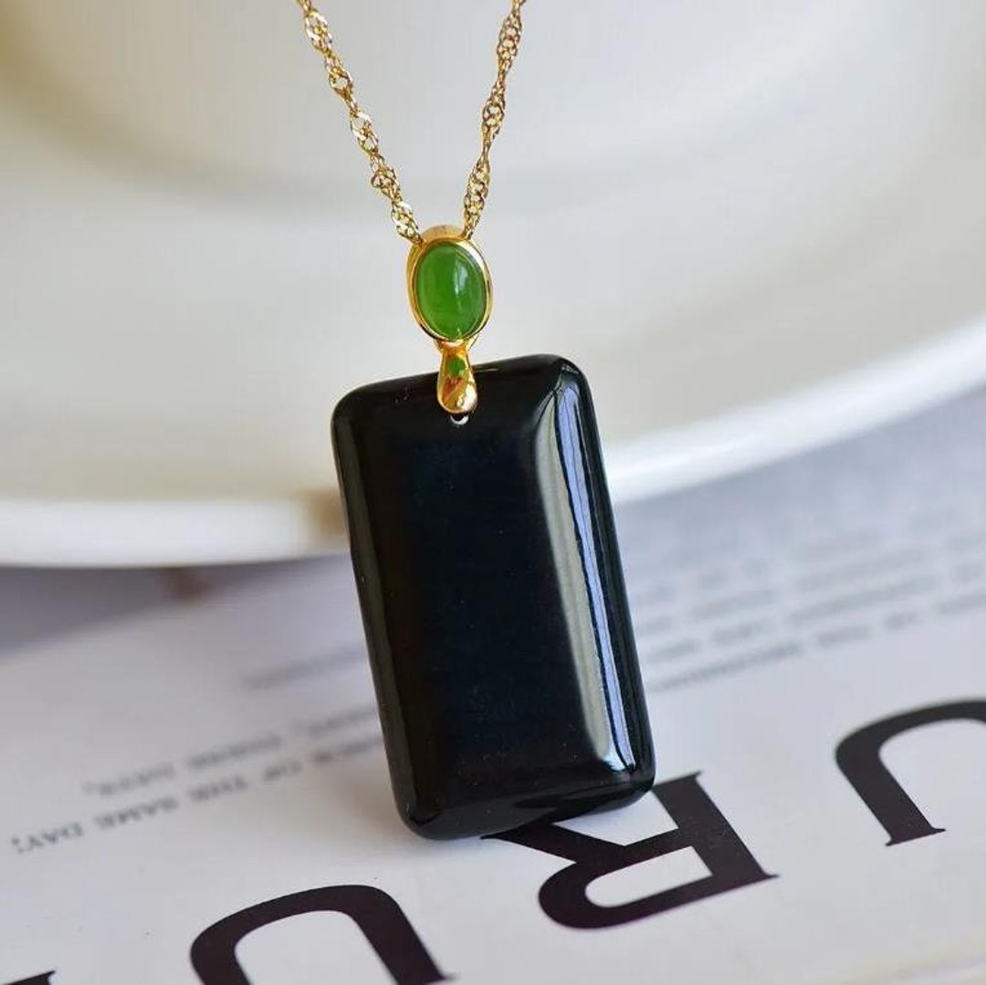 Free Shipping AAA Black Jadeite Jade Round Inlaid 925 Silver Gourd Lock ...