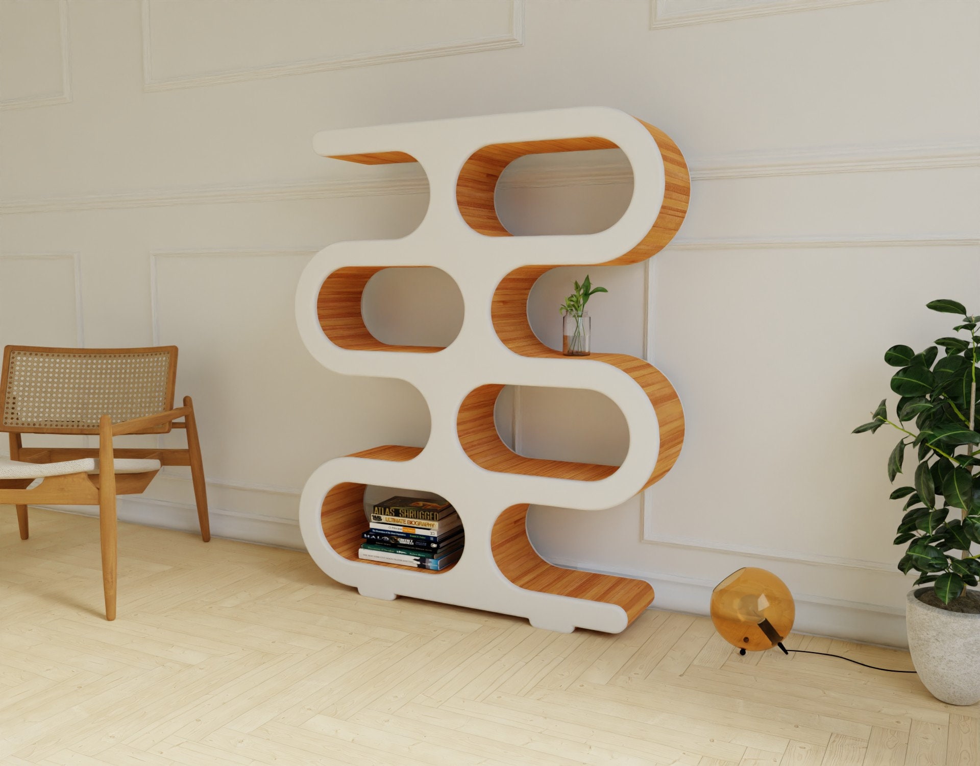 Mid Century Bookcase Modern Room Divider Mid Century - Etsy UK